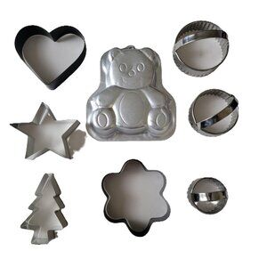 Cookie Cutters Collection Multiple Shapes  One Cake Pan Icing Set Accessories